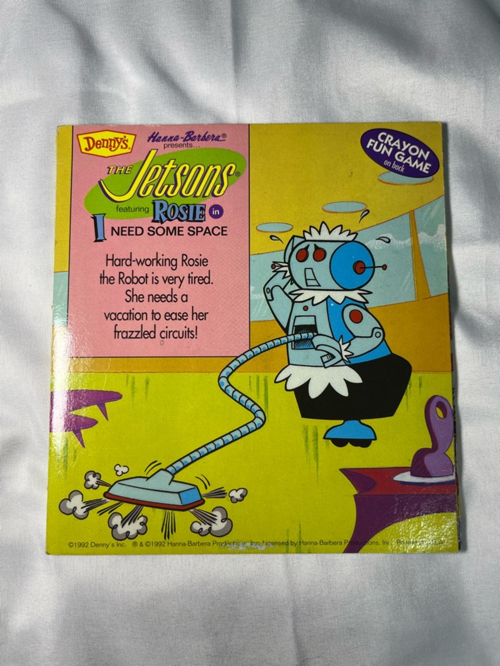 Vintage 1992 Denny’s Jetsons I Need Space Rosie Book Crayon Game Stickers Unused